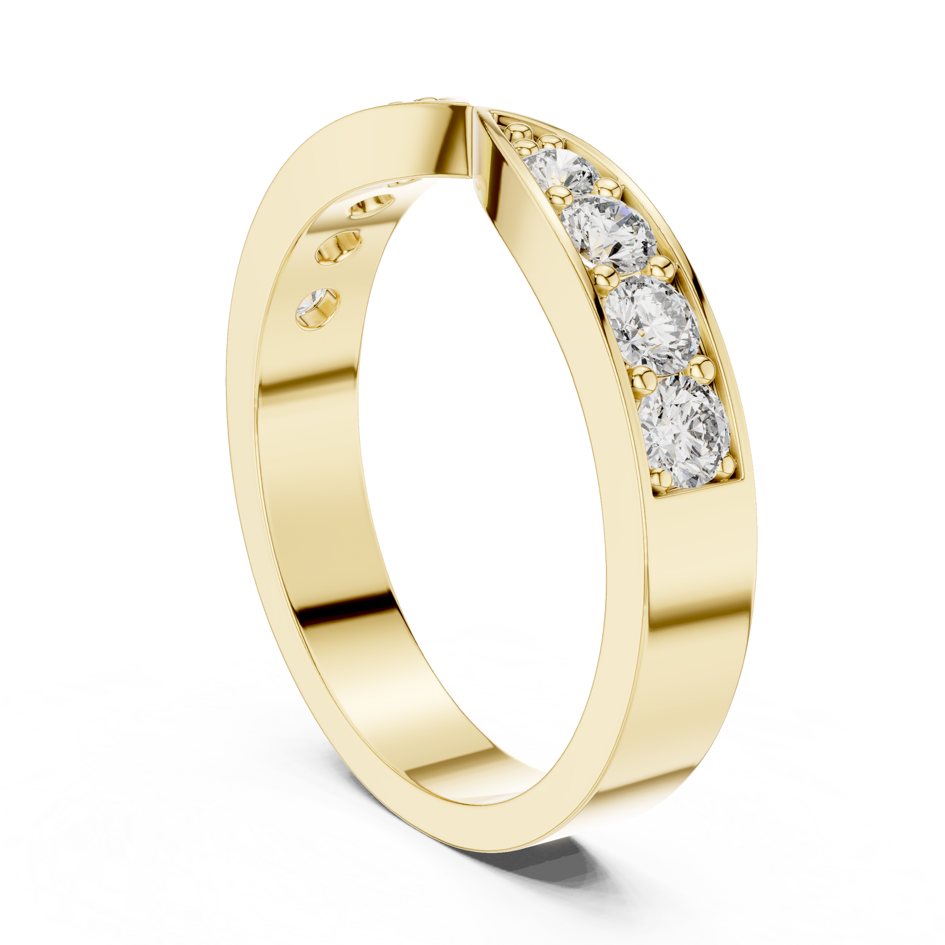 Round Cut Lab Grown Diamond Ring in Yellow Gold