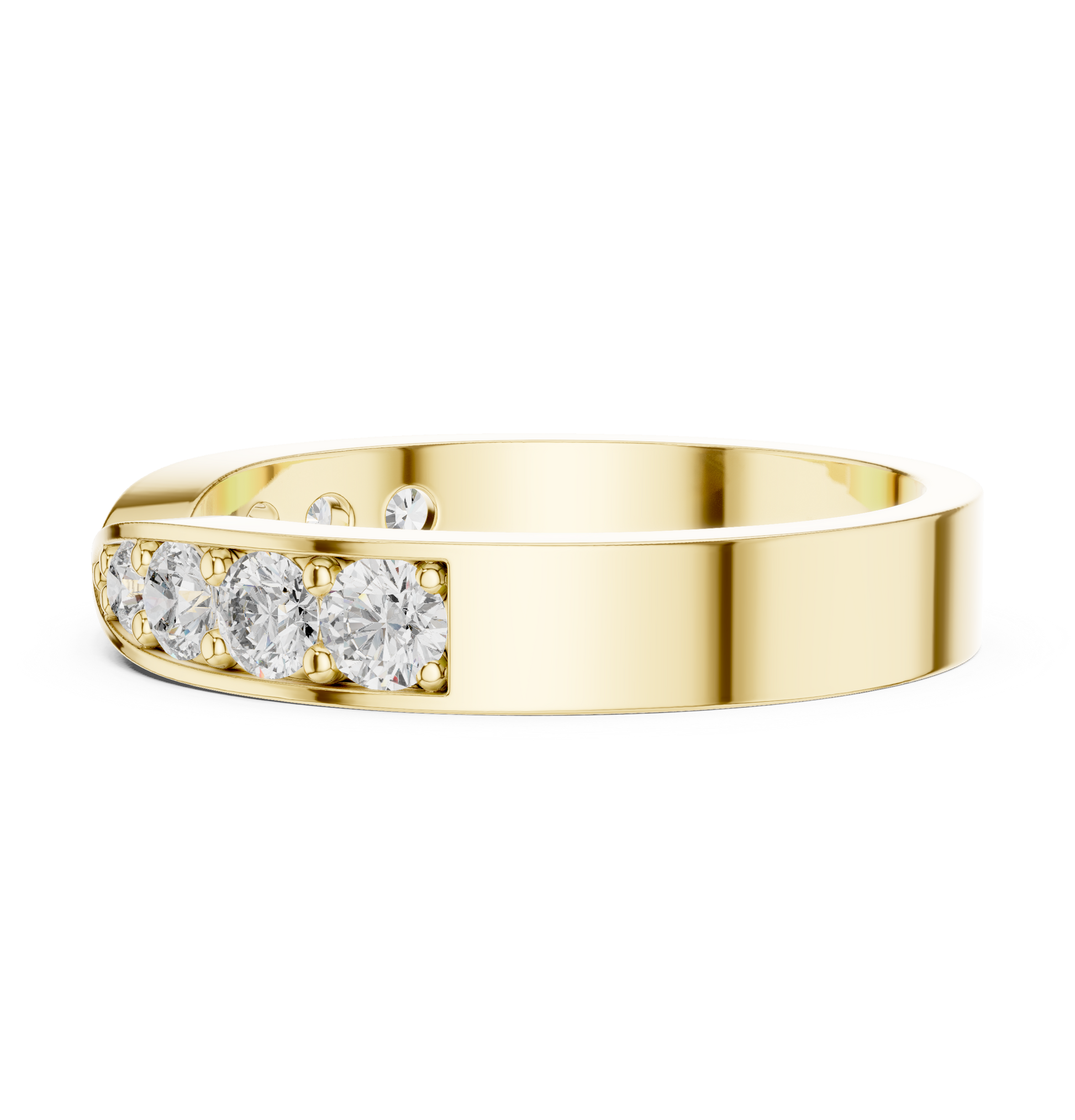 Round Cut Lab Grown Diamond Ring in Yellow Gold