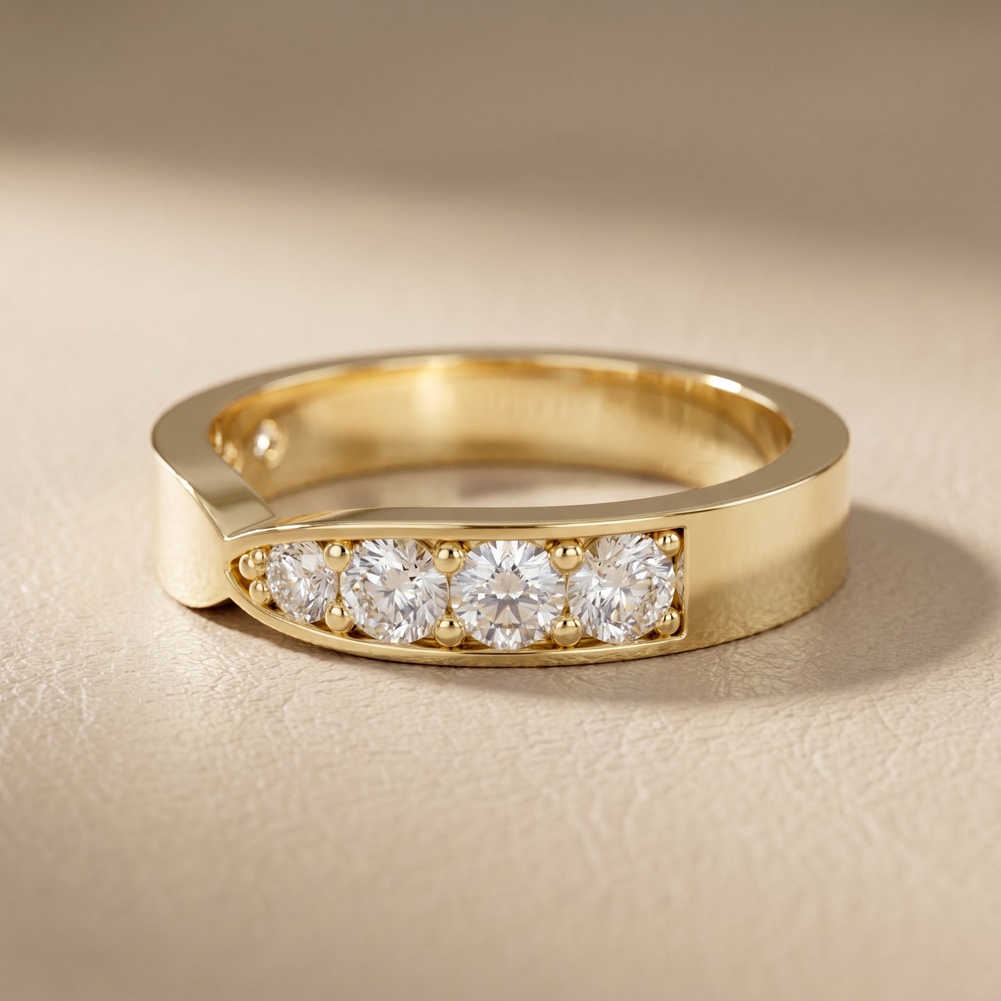 Round Cut Lab Grown Diamond Ring in Yellow Gold