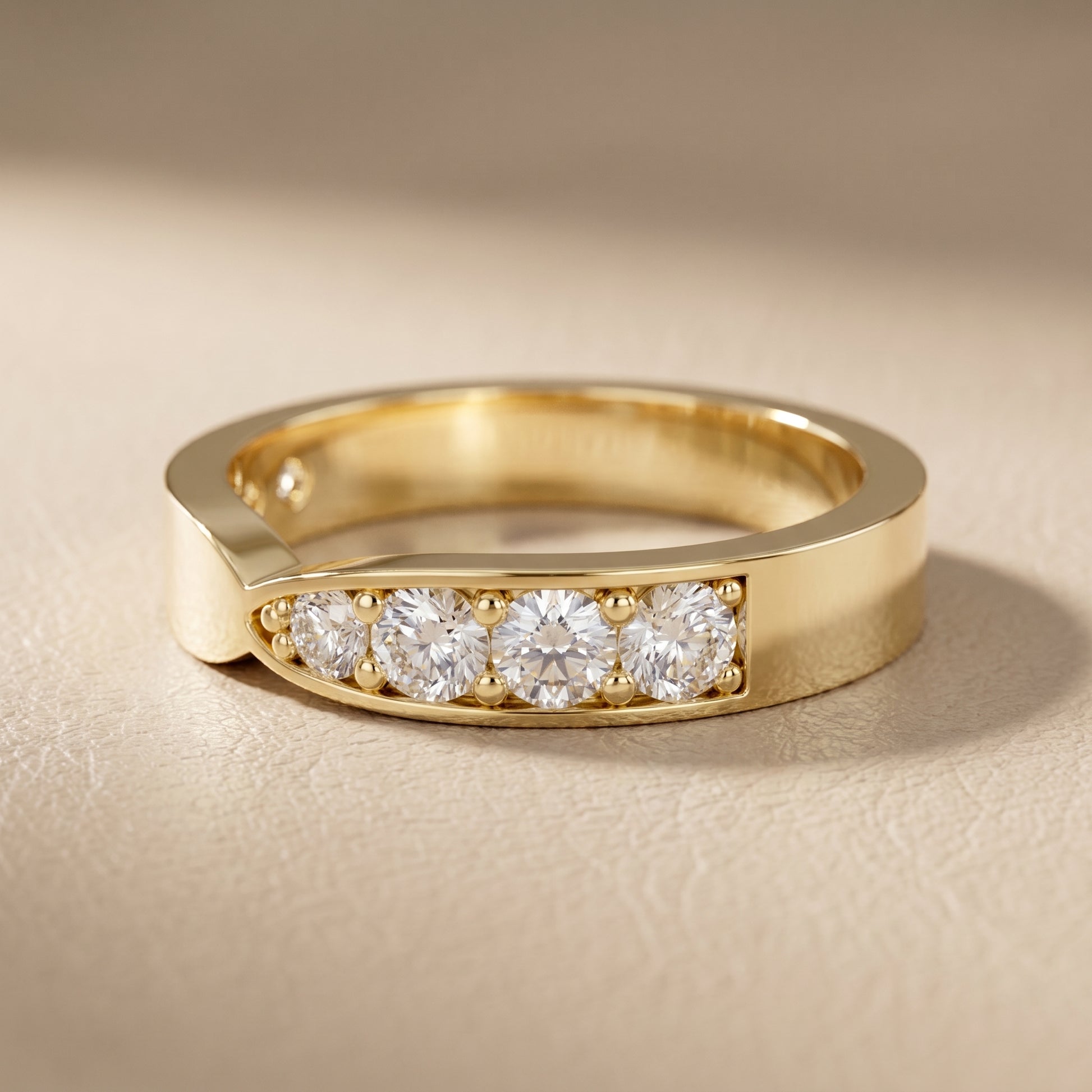 Round Cut Lab Grown Diamond Ring in Yellow Gold