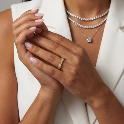 Round Cut Lab Grown Diamond Ring in Yellow Gold