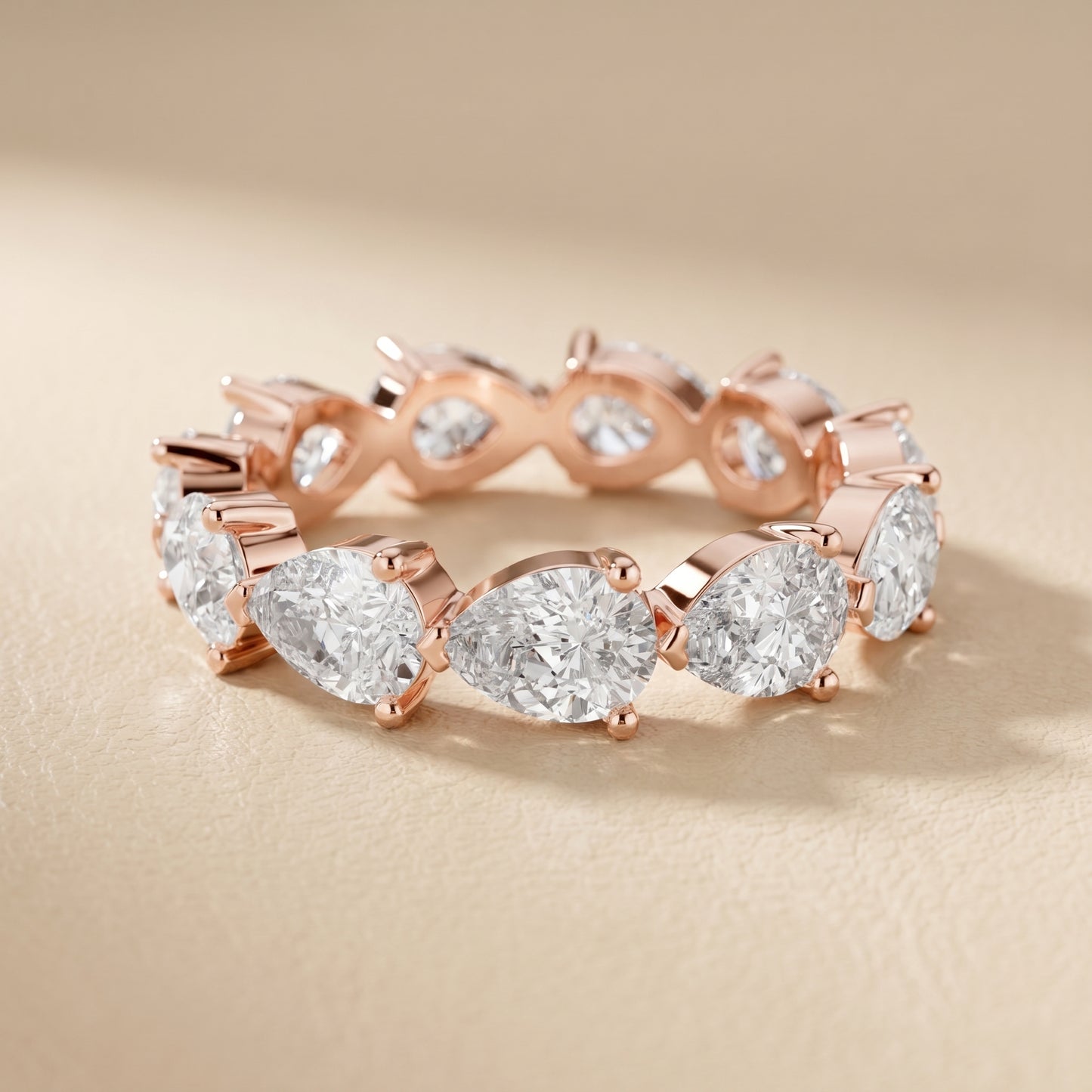 Pear Cut Lab Grown Diamond Ring in Rose Gold