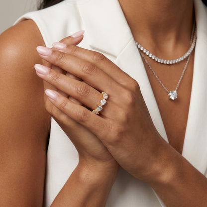 Pear Cut Lab Grown Diamond Ring in Rose Gold