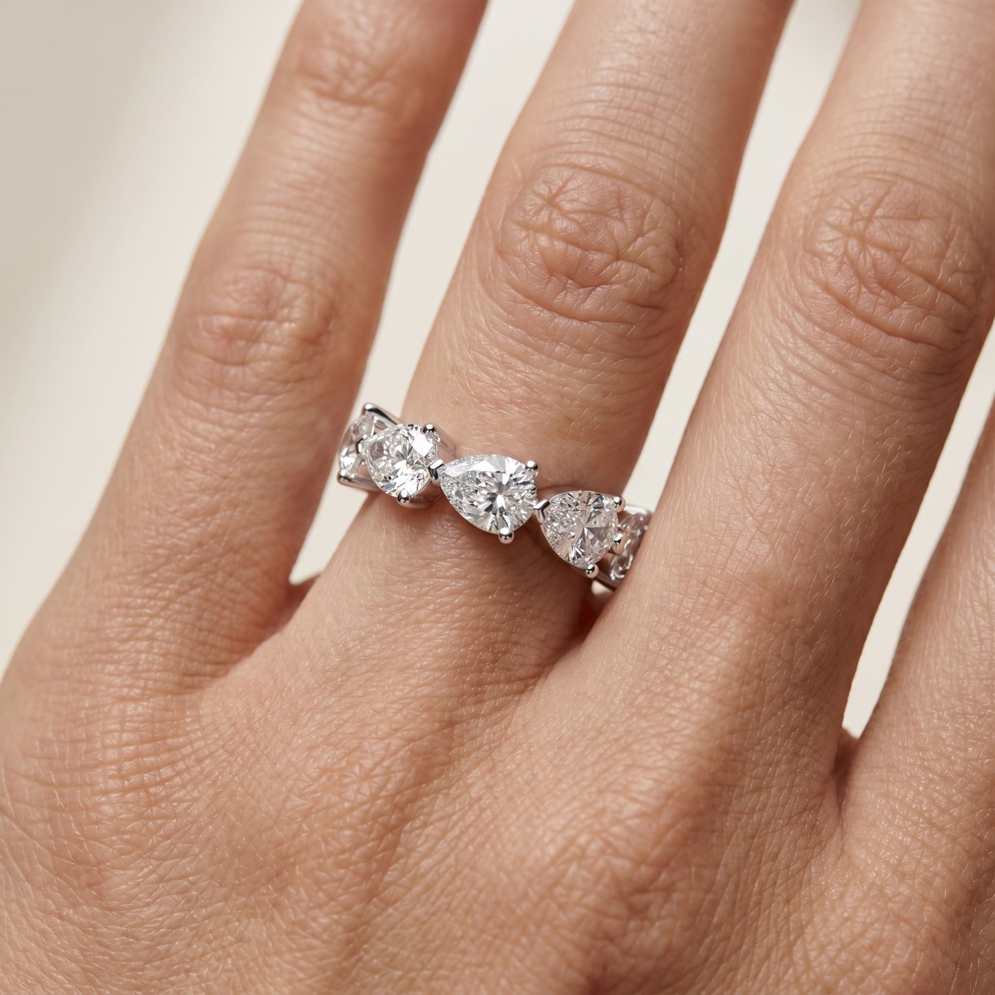 Pear Cut Lab Grown Diamond Ring in Platinum