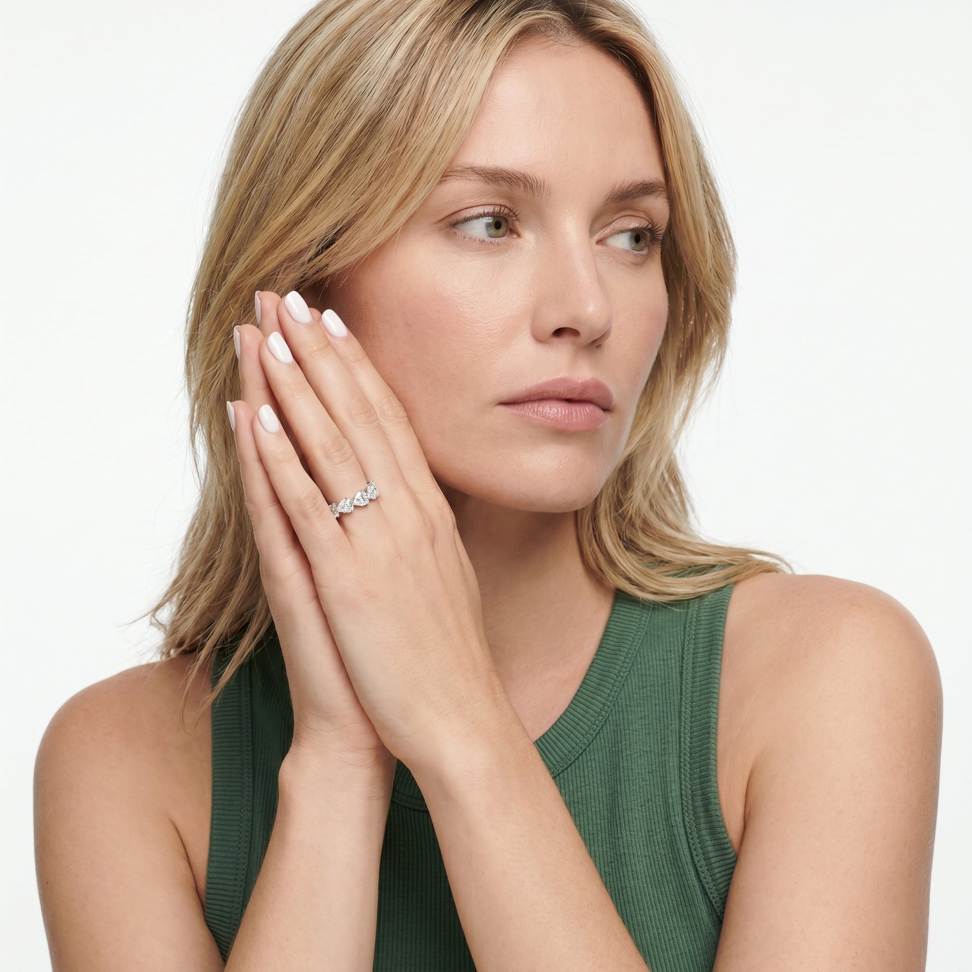 Pear Cut Lab Grown Diamond Ring in Platinum