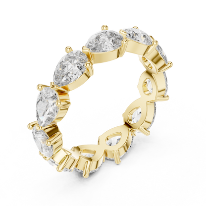 Pear Cut Lab Grown Diamond Ring in Yellow Gold