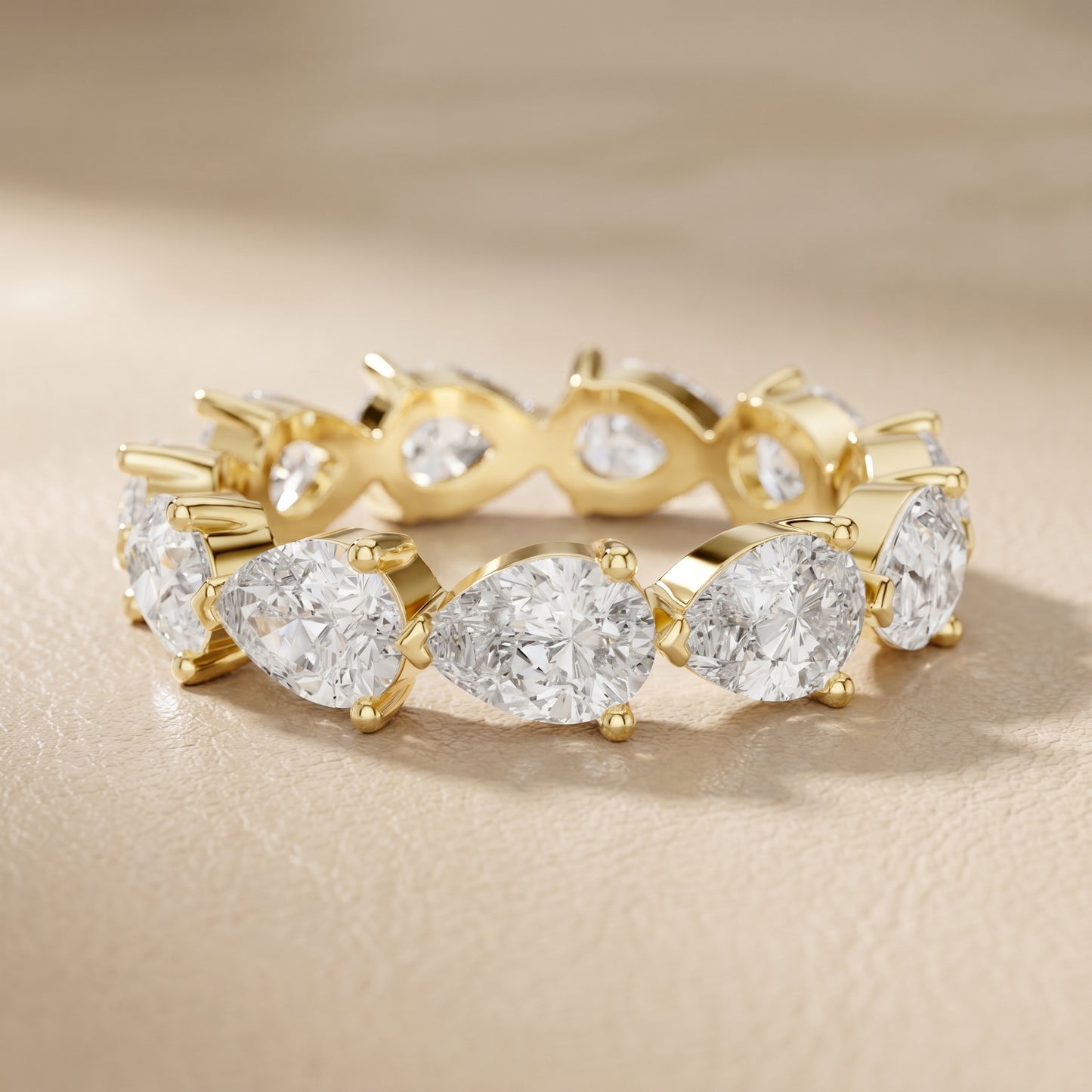 Pear Cut Lab Grown Diamond Ring in Yellow Gold