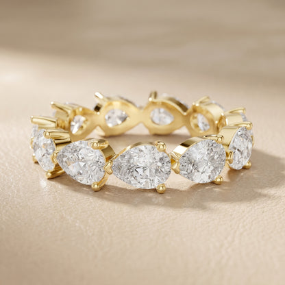 Pear Cut Lab Grown Diamond Ring in Yellow Gold