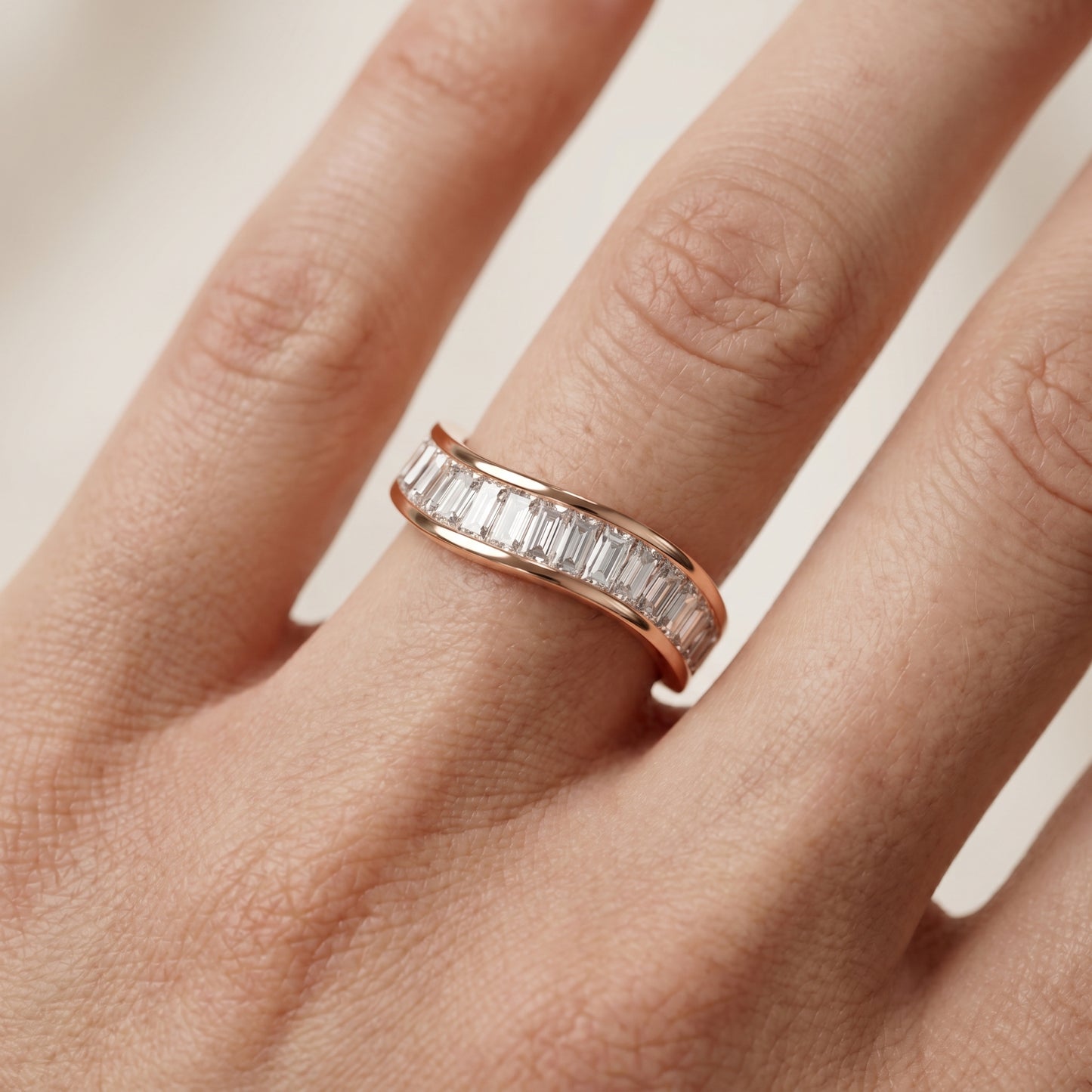 Emerald Cut Lab Grown Diamond Ring in Rose Gold