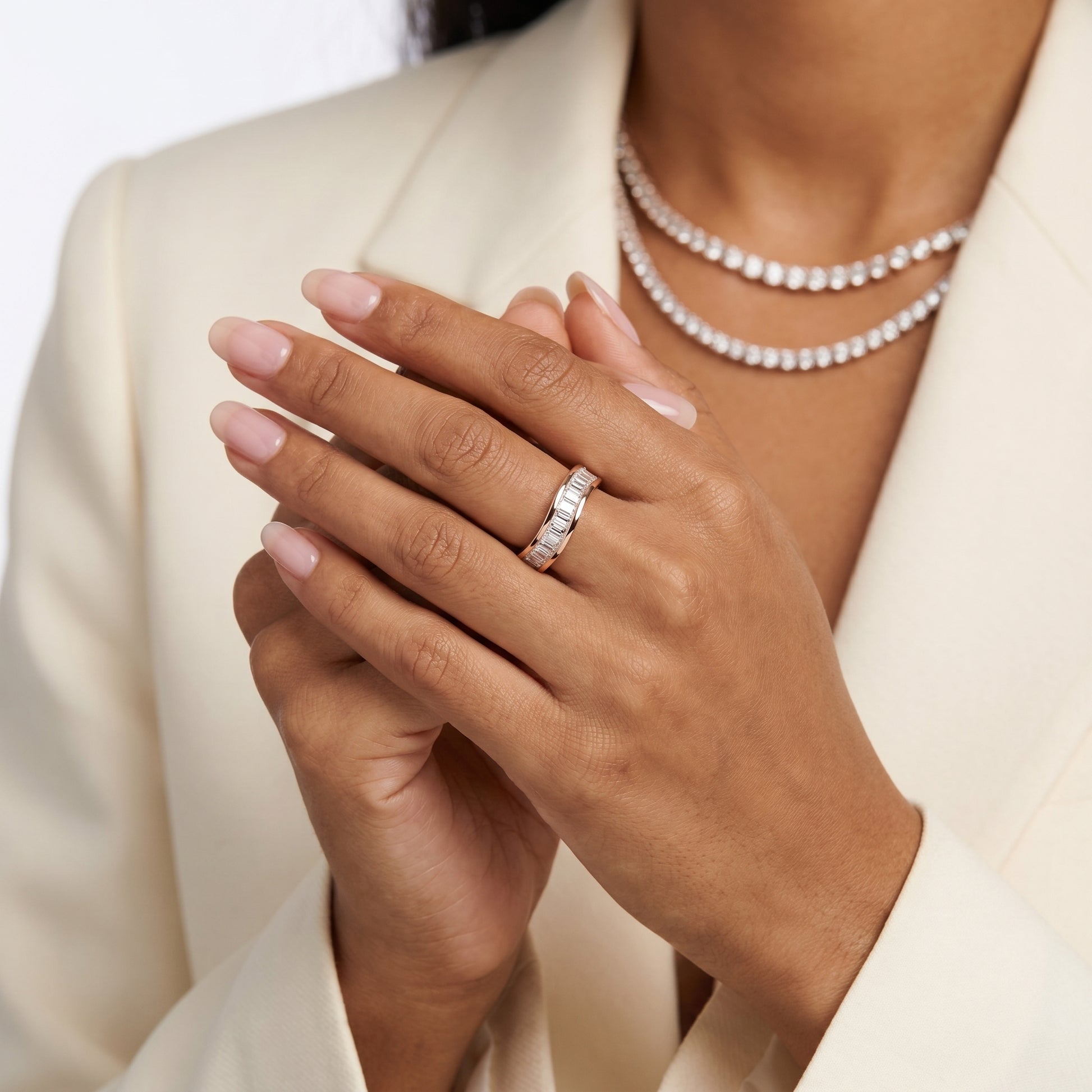 Emerald Cut Lab Grown Diamond Ring in Rose Gold