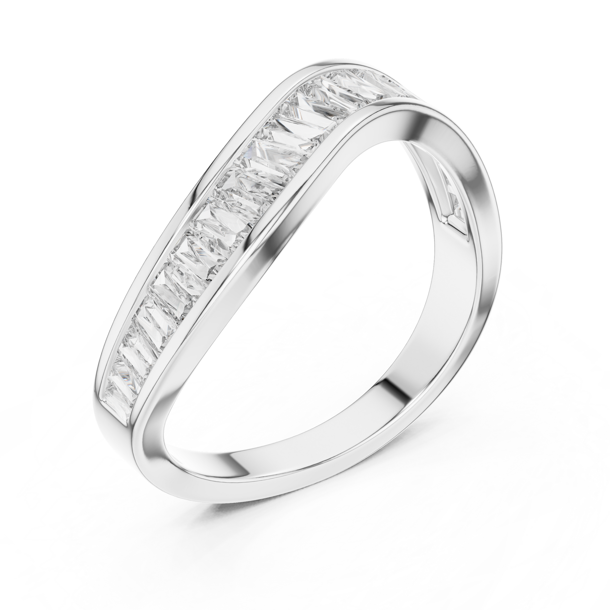 Emerald Cut Lab Grown Diamond Ring in Silver
