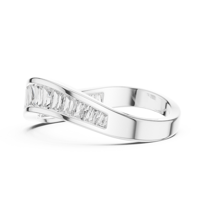 Emerald Cut Lab Grown Diamond Ring in Silver