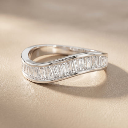 Emerald Cut Lab Grown Diamond Ring in Silver