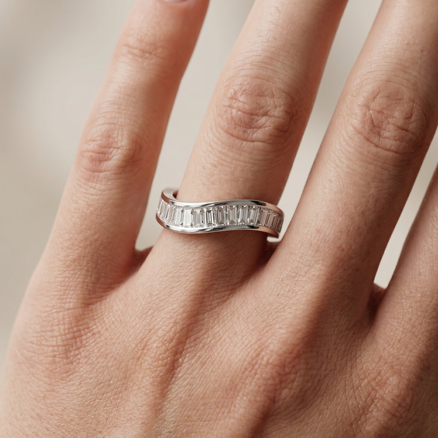 Emerald Cut Lab Grown Diamond Ring in Silver