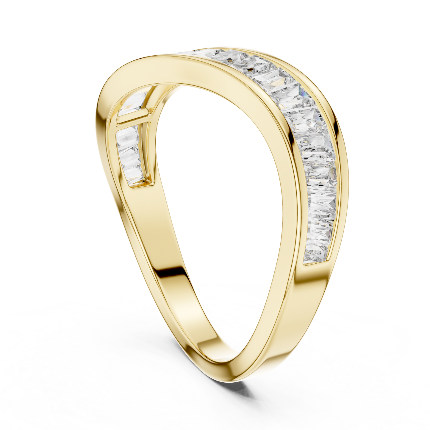 Emerald Cut Lab Grown Diamond Ring in Yellow Gold