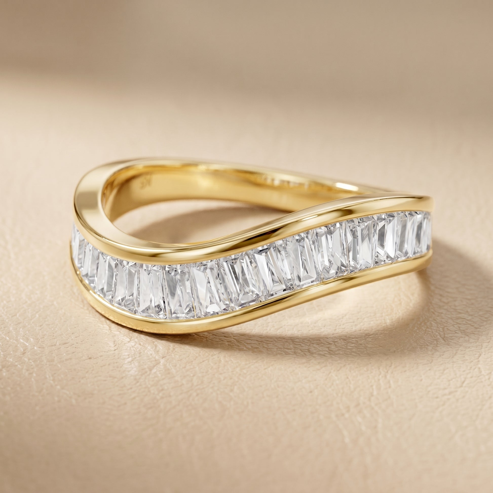 Emerald Cut Lab Grown Diamond Ring in Yellow Gold