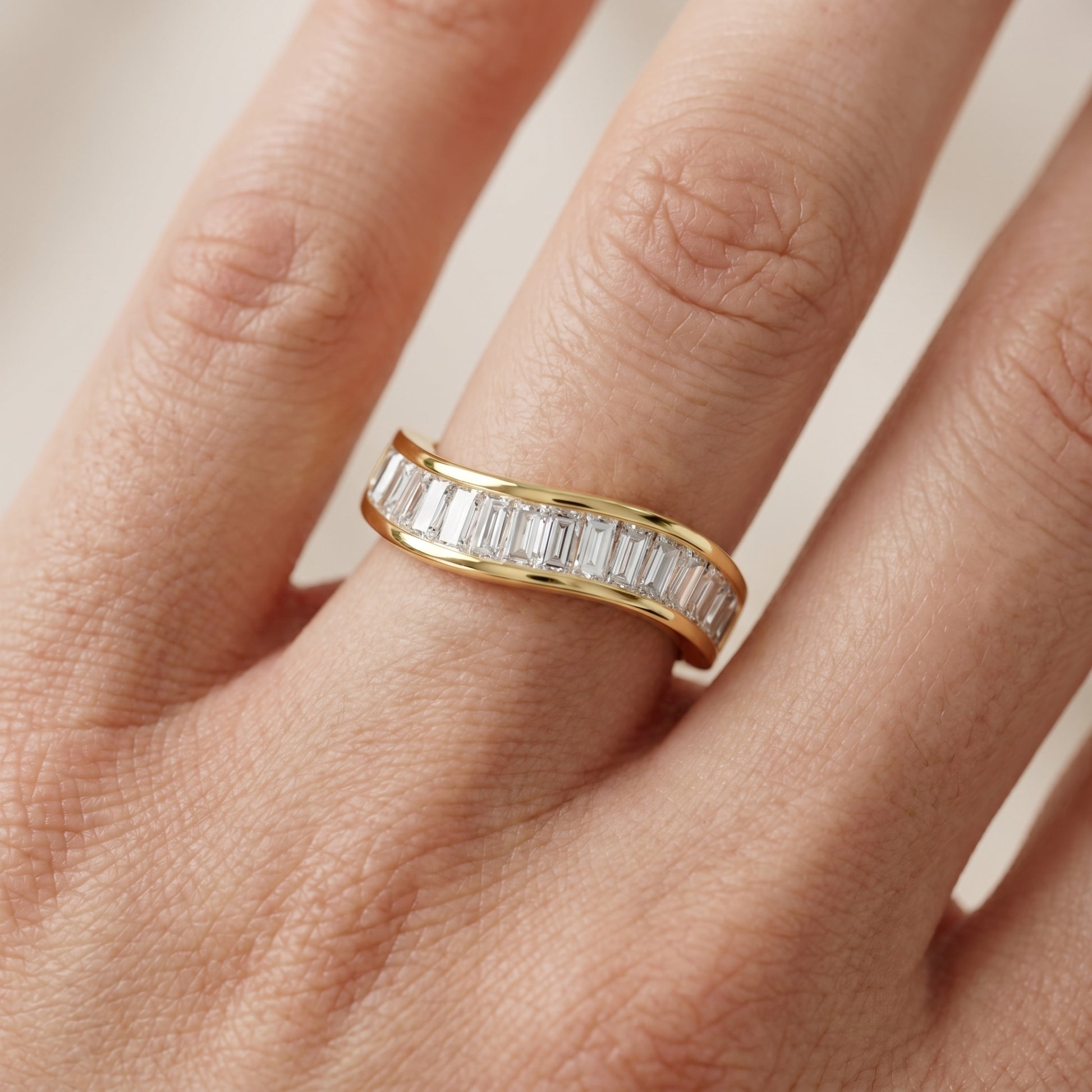 Emerald Cut Lab Grown Diamond Ring in Yellow Gold