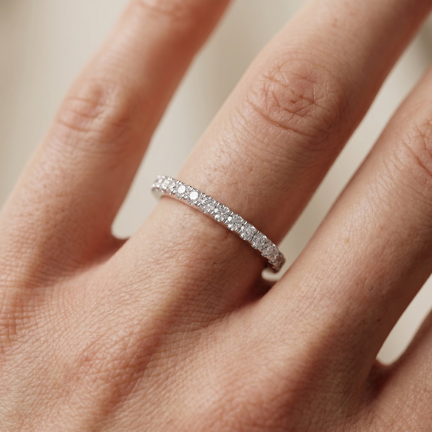Round Cut Lab Grown Diamond Ring in White Gold