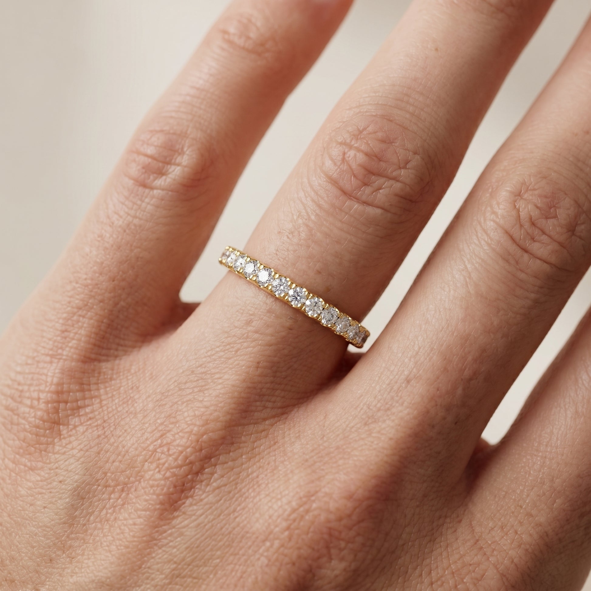 Round Cut Lab Grown Diamond Ring in Yellow Gold