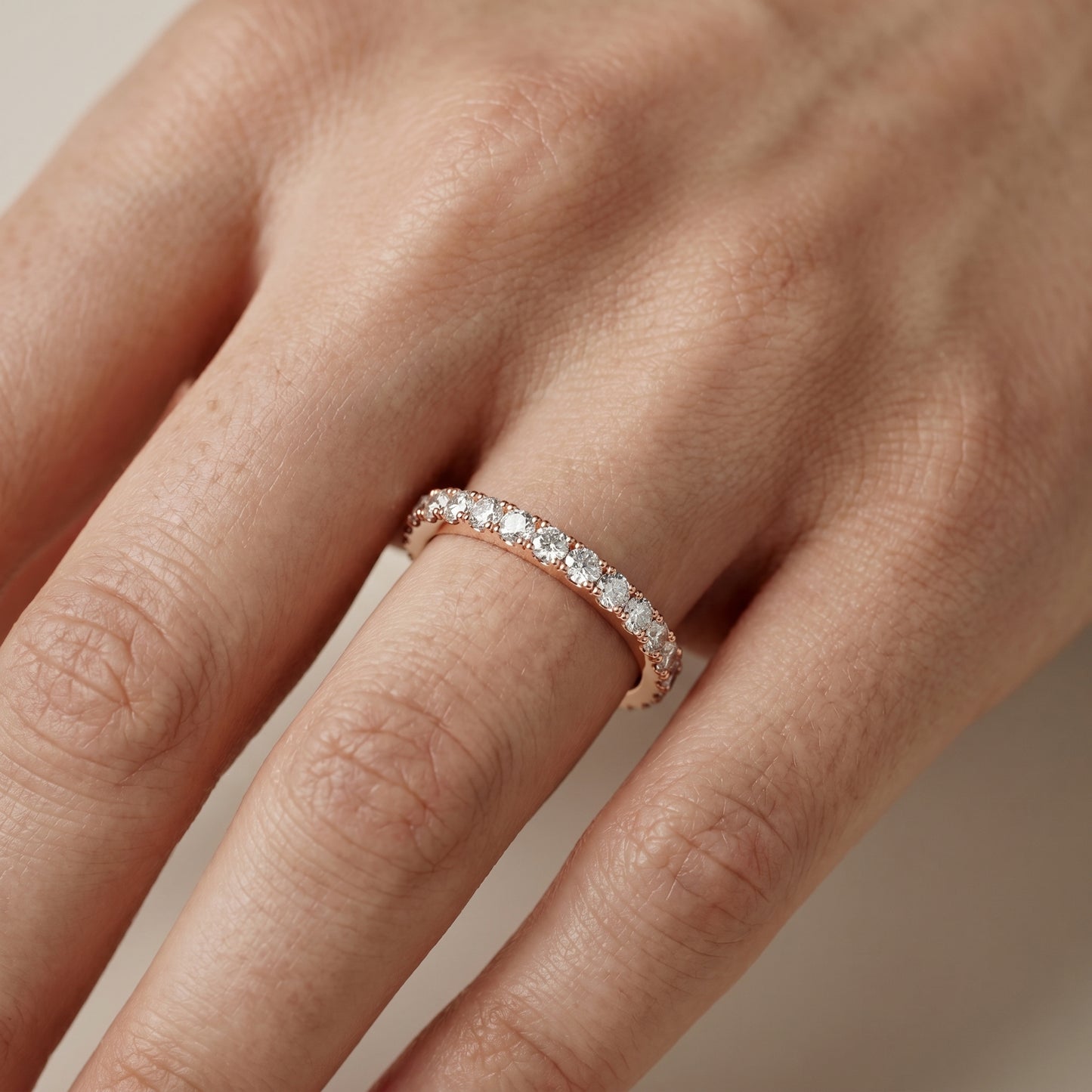 Round Cut Lab Grown Diamond Ring in Rose Gold
