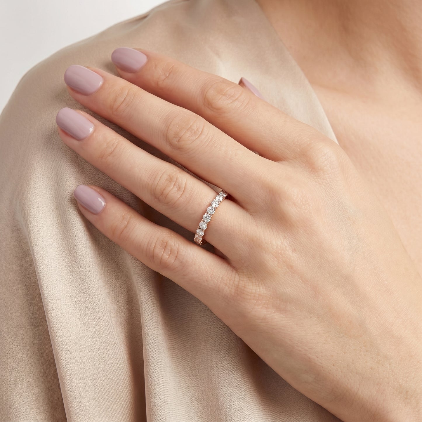 Round Cut Lab Grown Diamond Ring in Rose Gold