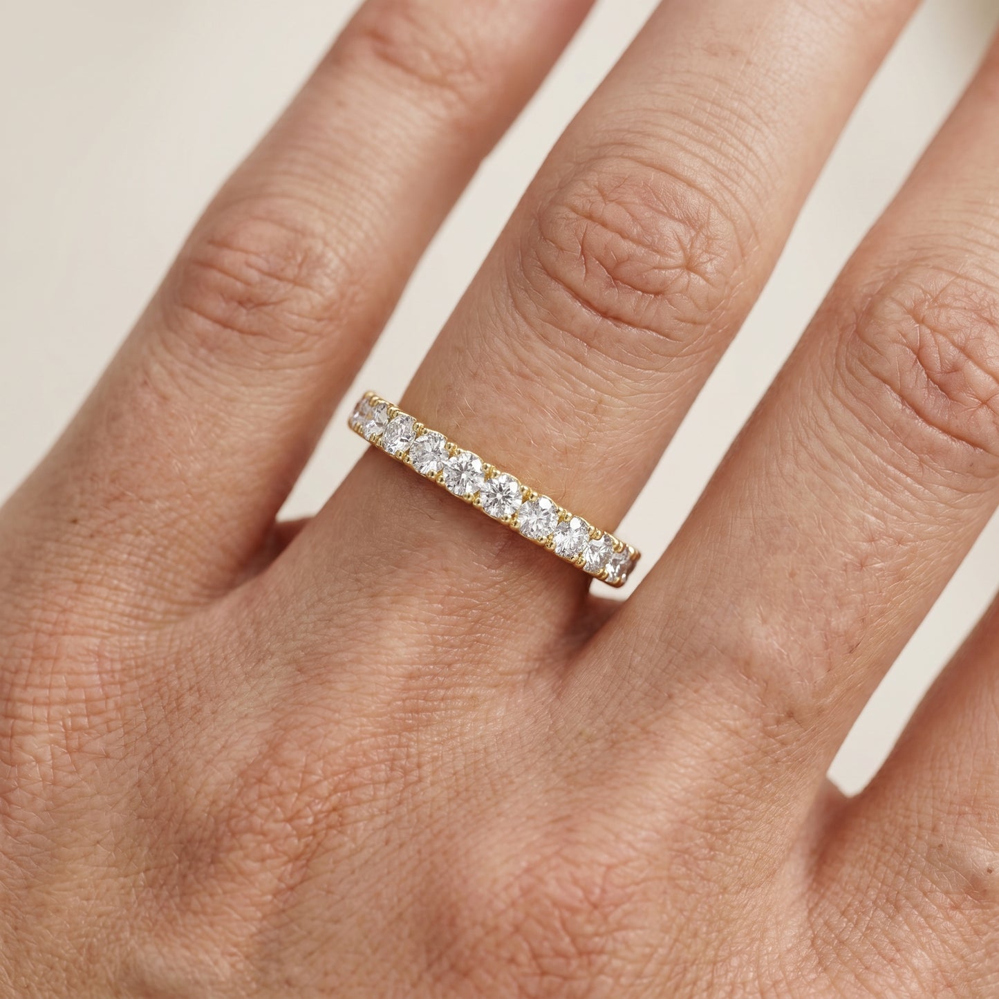 Round Cut Lab Grown Diamond Ring in Yellow Gold