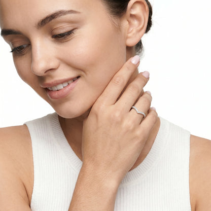 Round Cut Lab Grown Diamond Ring in White Gold