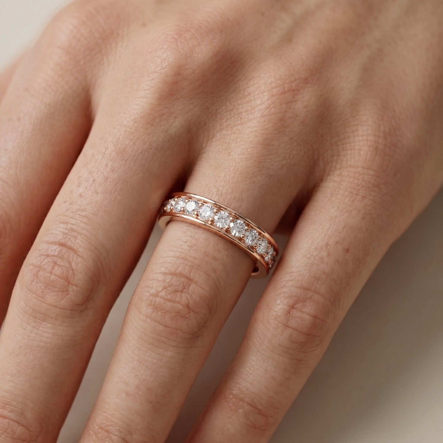 Round Cut Lab Grown Diamond Ring in Rose Gold