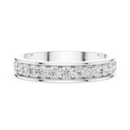 Round Cut Lab Grown Diamond Ring in Silver