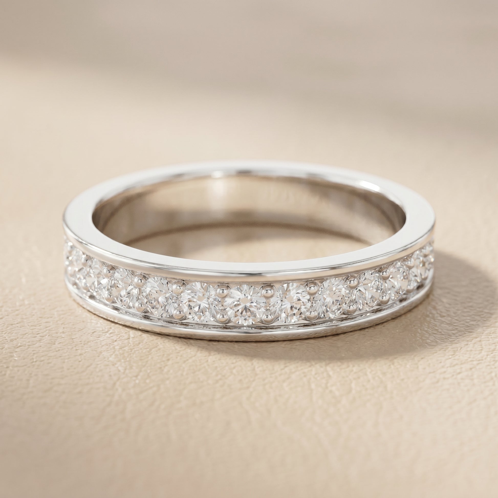 Round Cut Lab Grown Diamond Ring in Silver