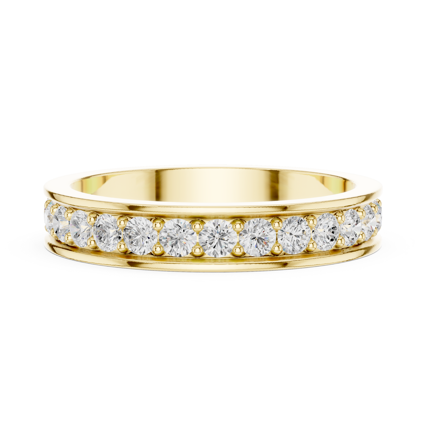 Round Cut Lab Grown Diamond Ring in Yellow Gold