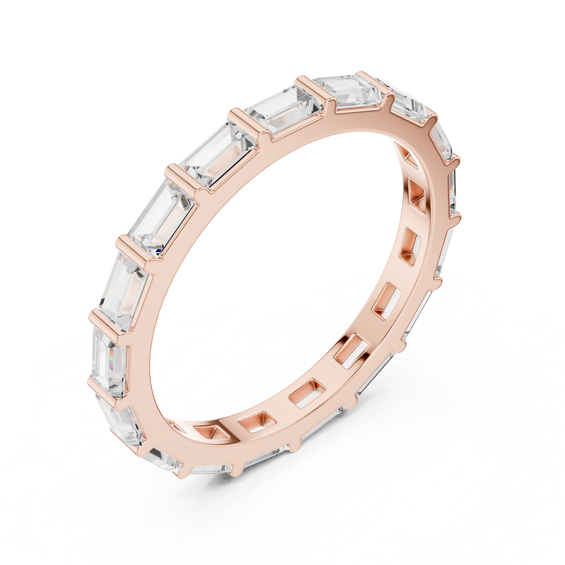Emerald Cut Lab Grown Diamond Ring in Rose Gold
