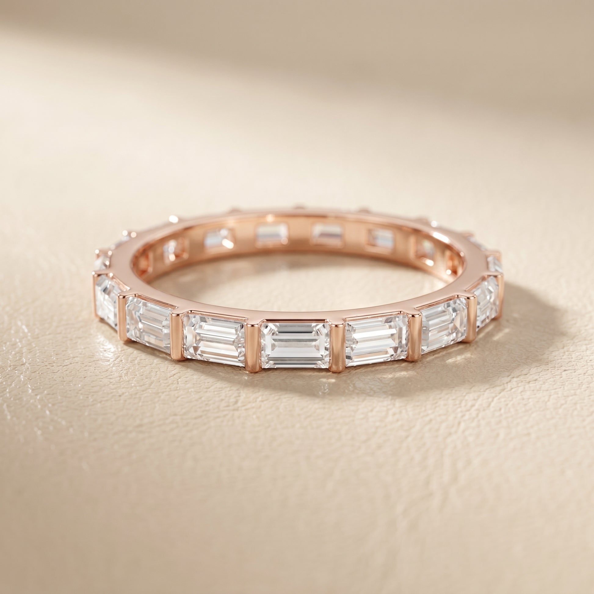 Emerald Cut Lab Grown Diamond Ring in Rose Gold