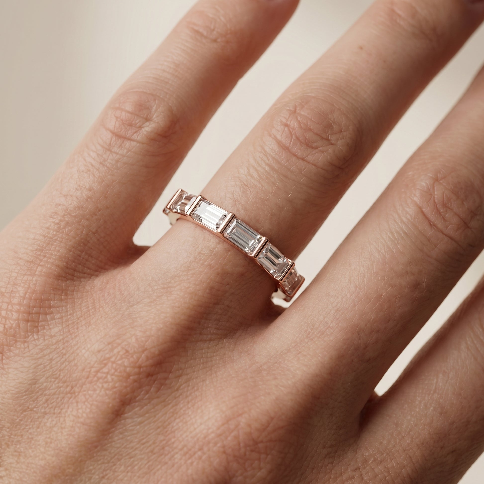 Emerald Cut Lab Grown Diamond Ring in Rose Gold