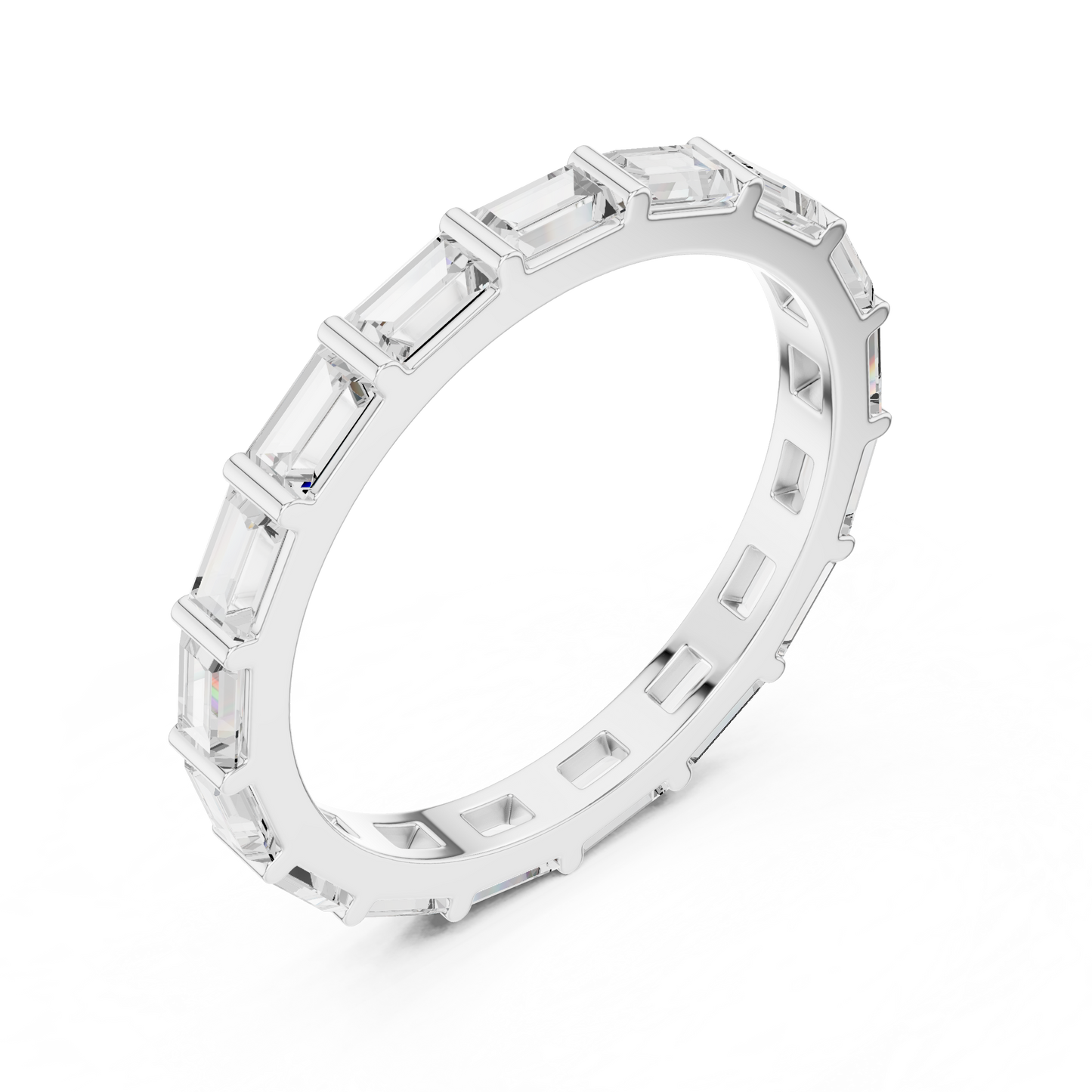 Emerald Cut Lab Grown Diamond Ring in Silver