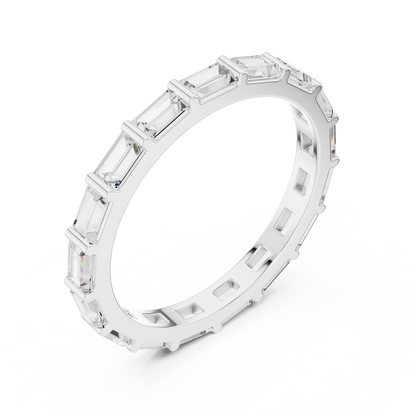 Emerald Cut Lab Grown Diamond Ring in Silver
