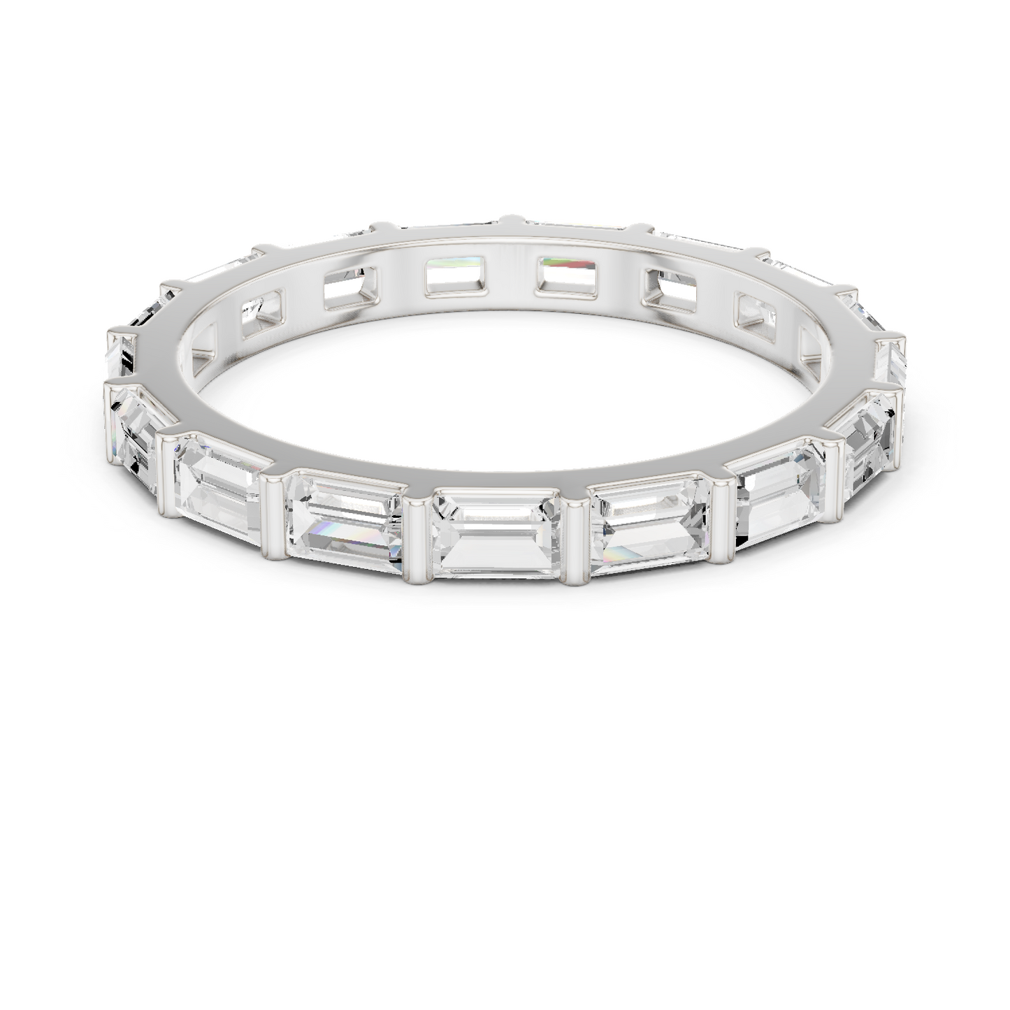 Emerald Cut Lab Grown Diamond Ring in White Gold