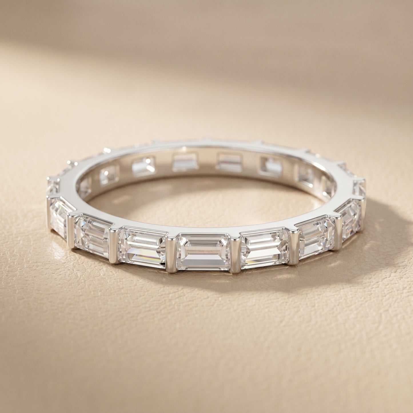 Emerald Cut Lab Grown Diamond Ring in White Gold
