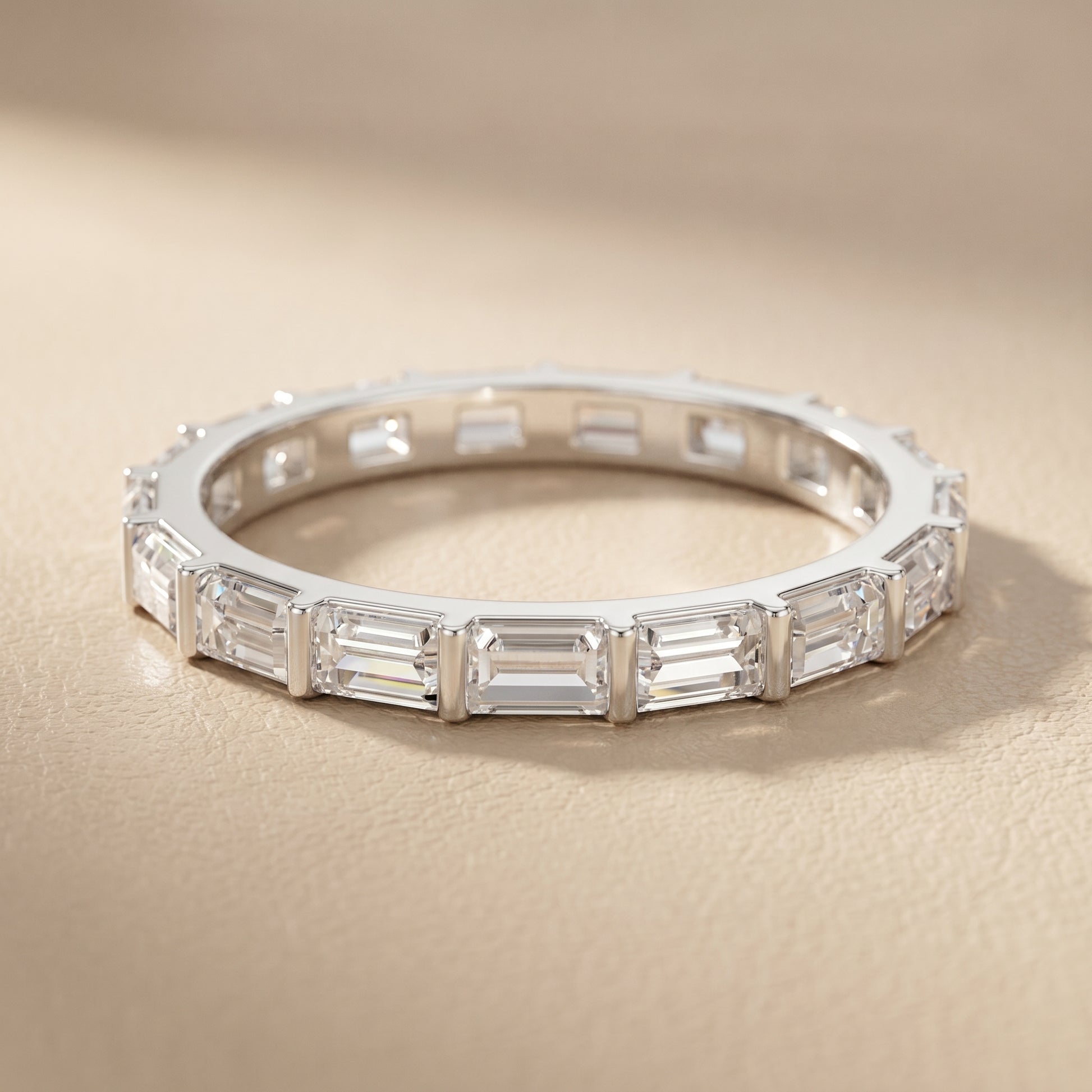 Emerald Cut Lab Grown Diamond Ring in White Gold