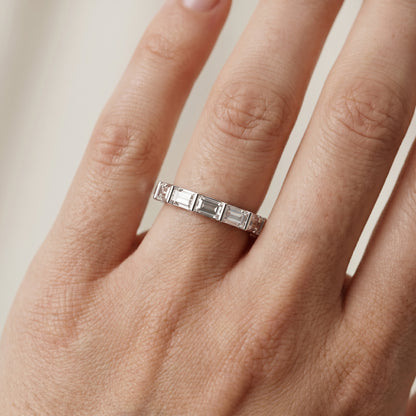 Emerald Cut Lab Grown Diamond Ring in Silver