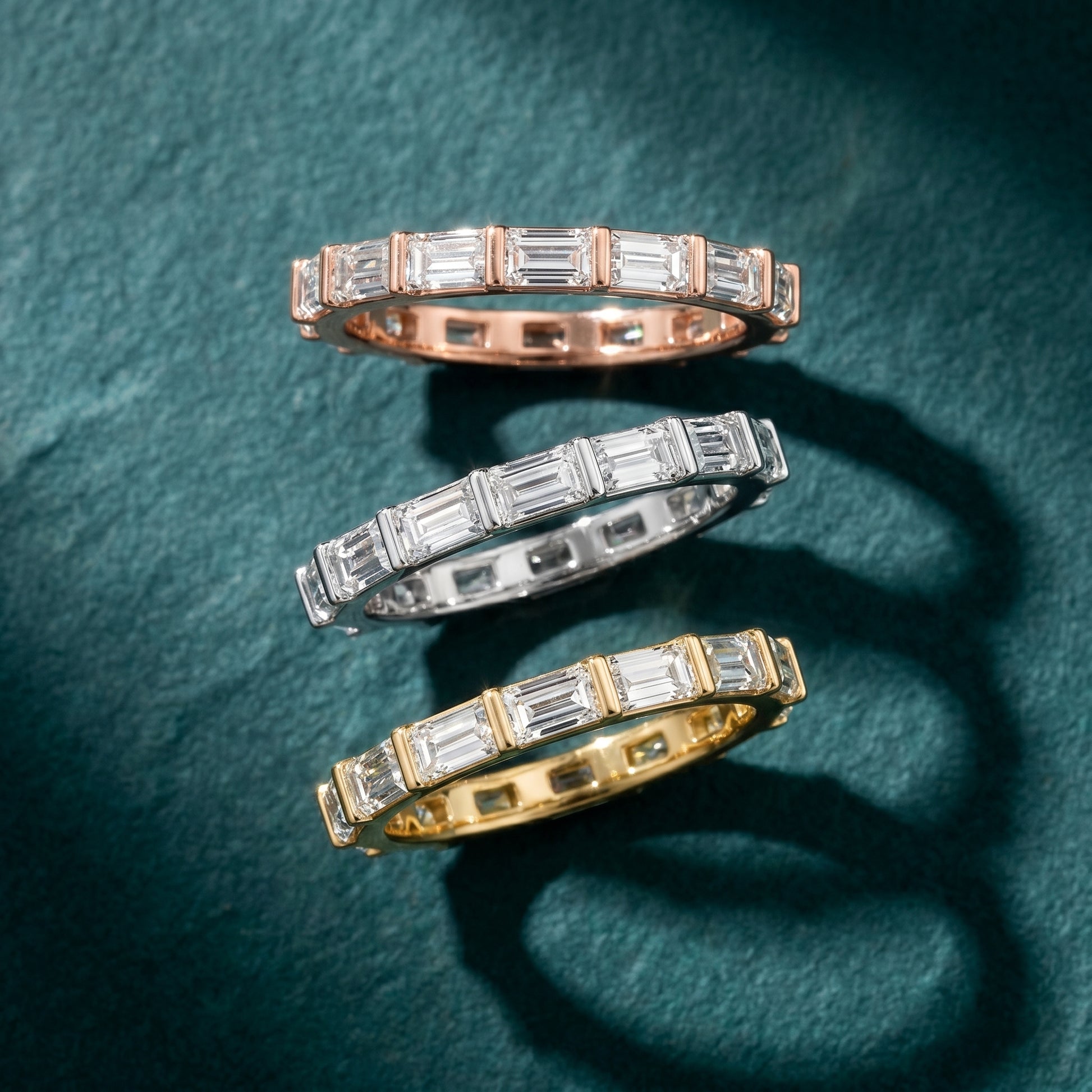 Emerald Cut Lab Grown Diamond Ring in Yellow Gold