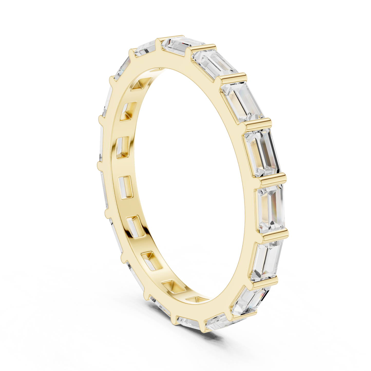 Emerald Cut Lab Grown Diamond Ring in Yellow Gold