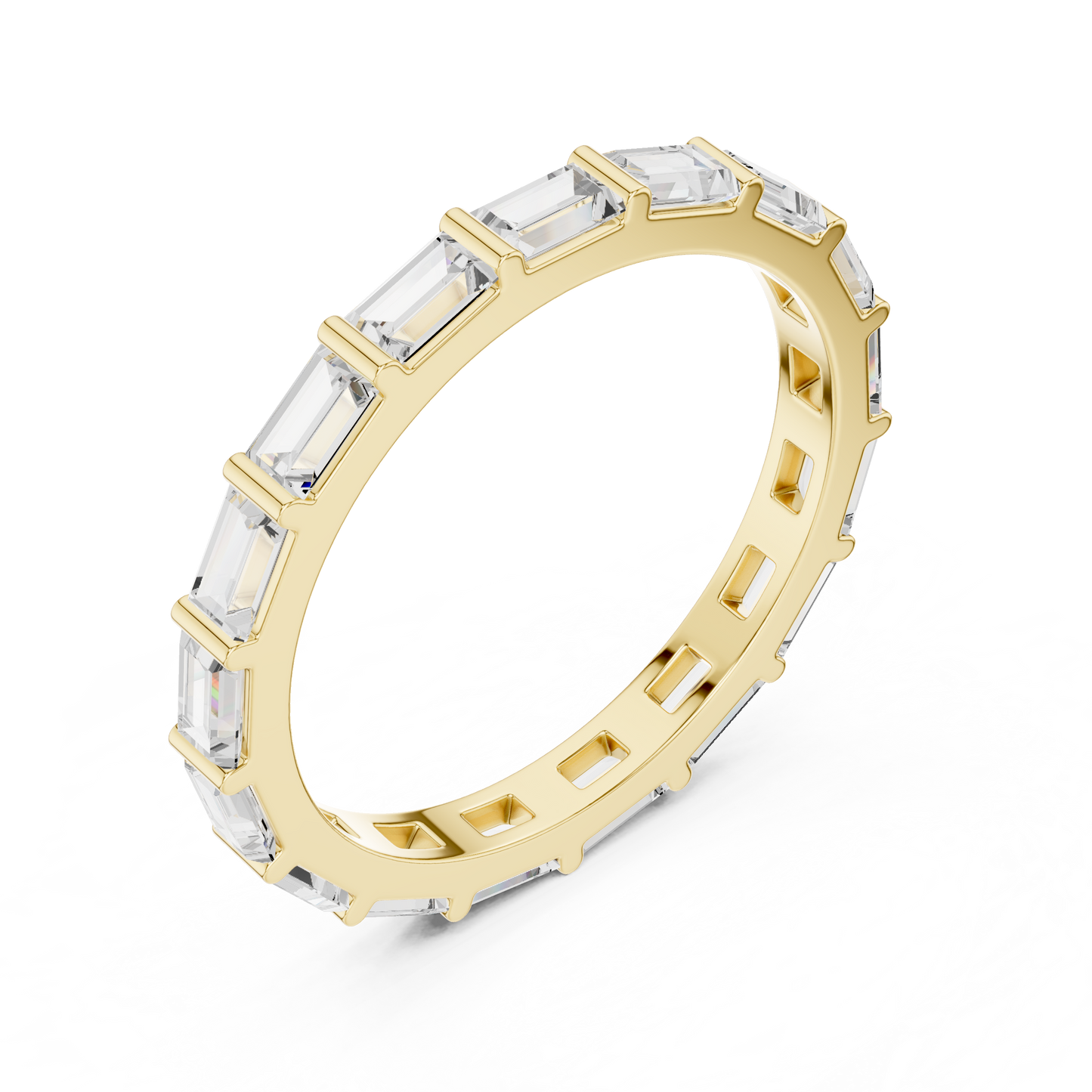 Emerald Cut Lab Grown Diamond Ring in Yellow Gold