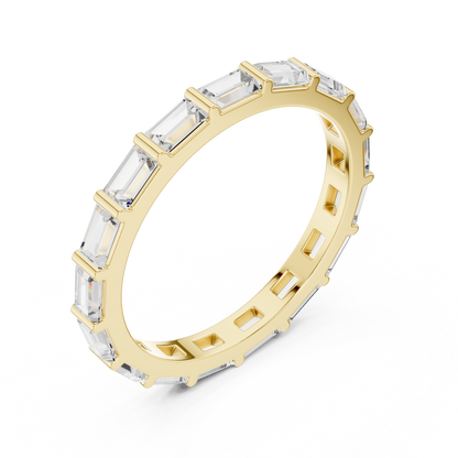 Emerald Cut Lab Grown Diamond Ring in Yellow Gold