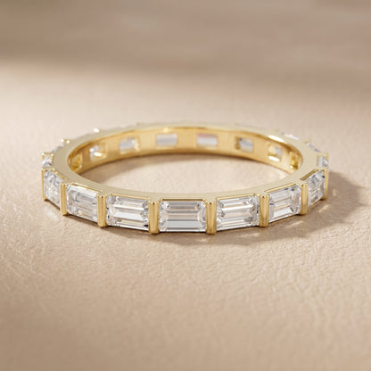 Emerald Cut Lab Grown Diamond Ring in Yellow Gold