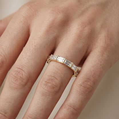 Emerald Cut Lab Grown Diamond Ring in Yellow Gold