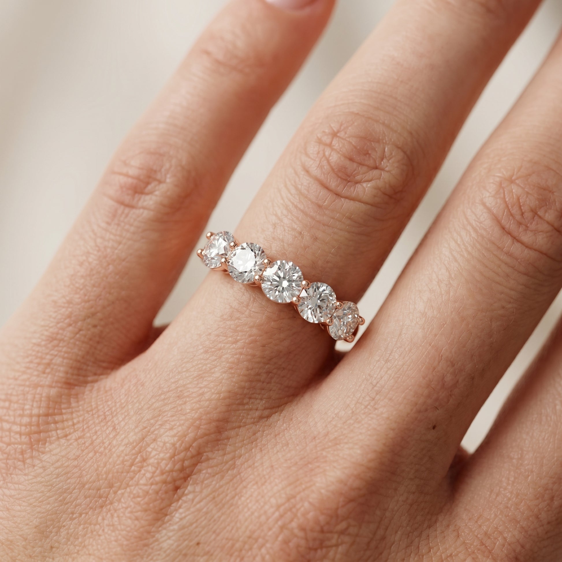 Round Cut Lab Grown Diamond Ring in Rose Gold
