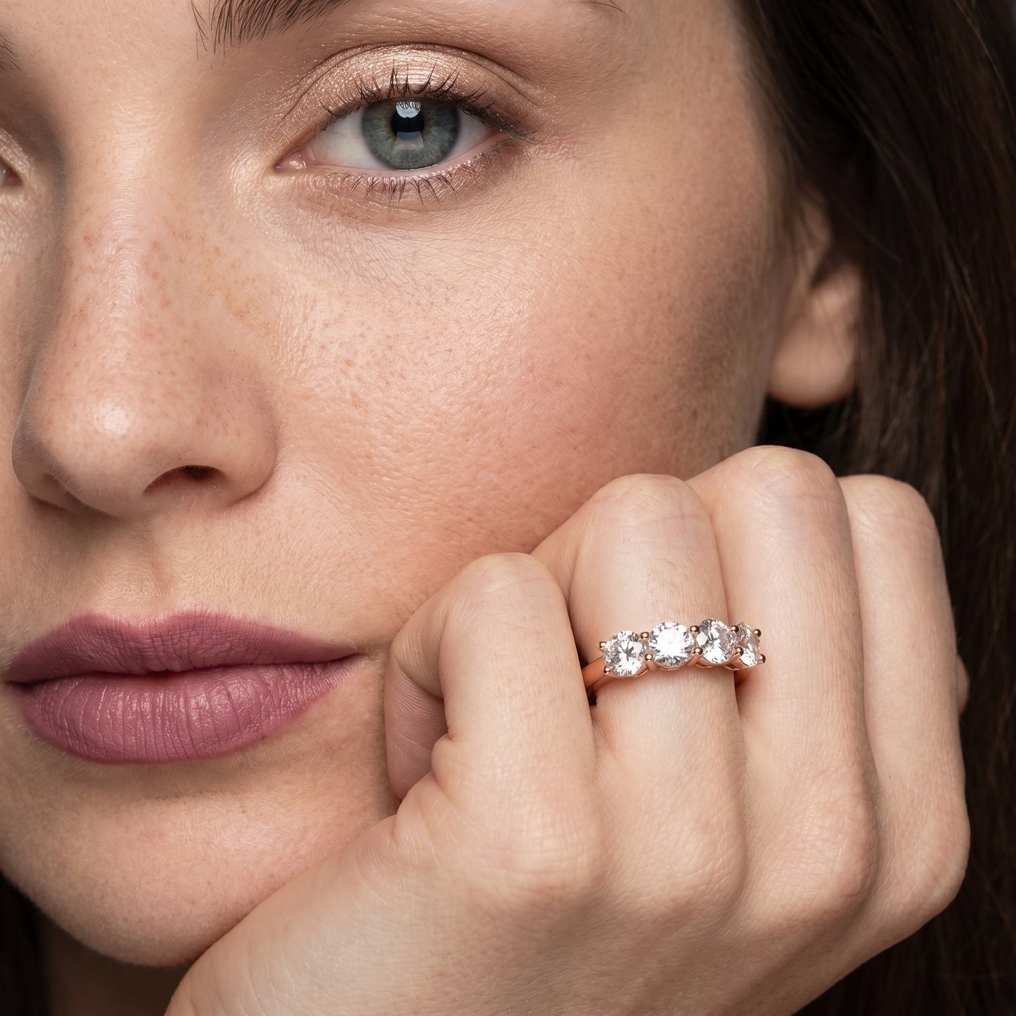 Round Cut Lab Grown Diamond Ring in Rose Gold