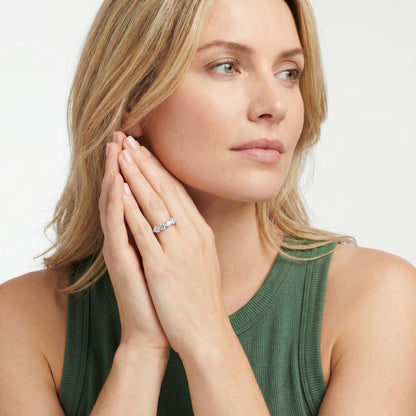 Round Cut Lab Grown Diamond Ring in Silver