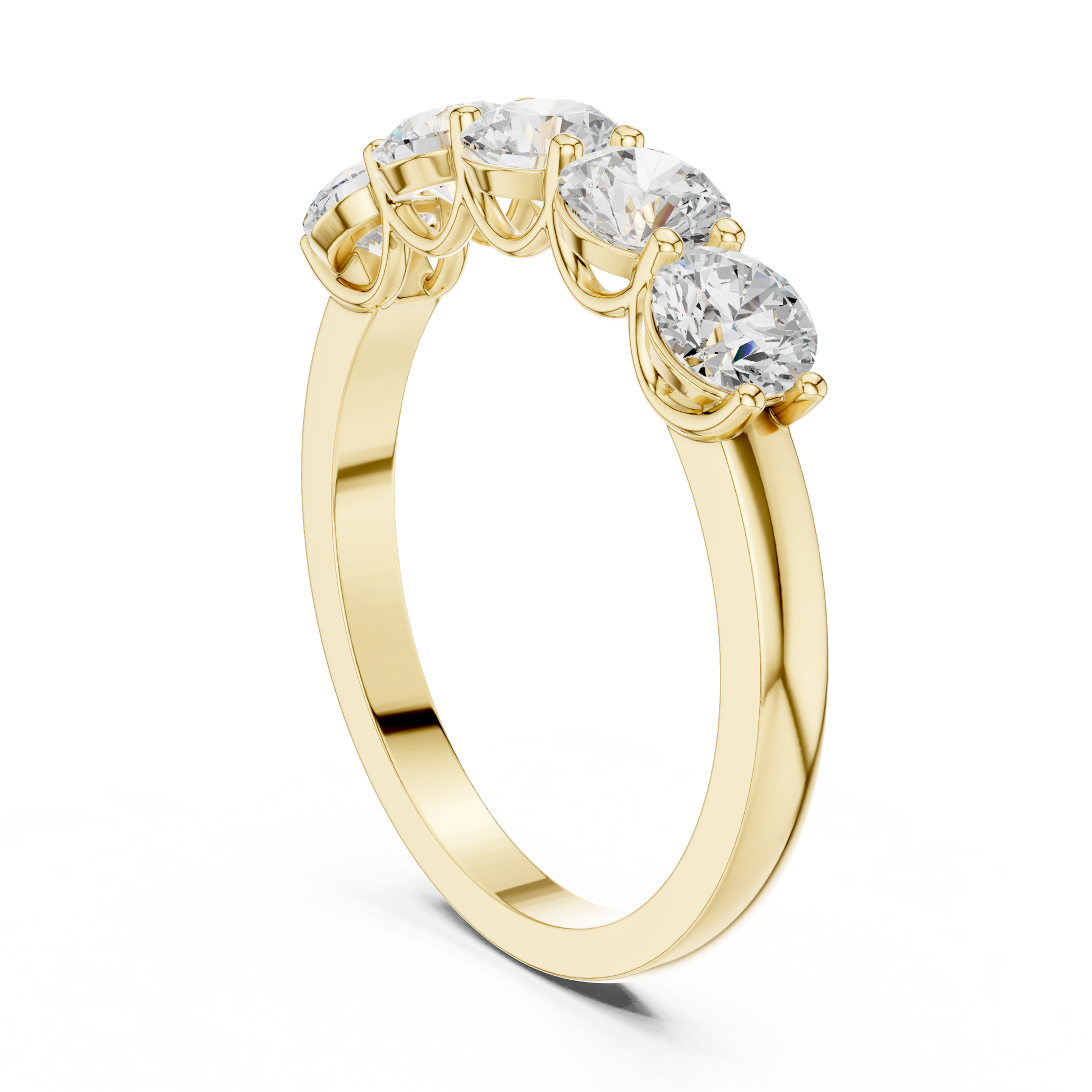 Round Cut Lab Grown Diamond Ring in Yellow Gold